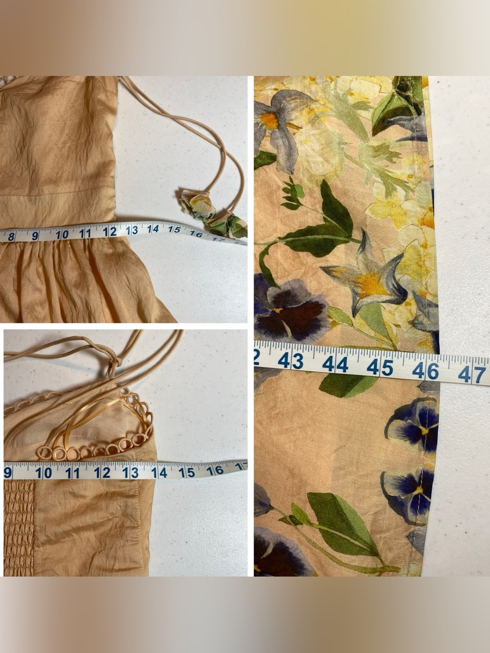 En Saison Peach Floral Corset Midi Dress Cottagecore Fairycore Romantic XS - Picture 15 of 16